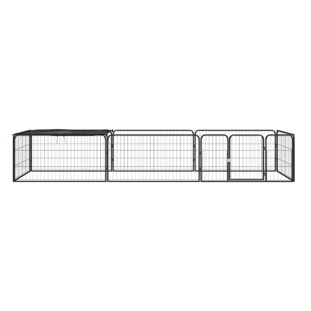 Box Cani 8 Pannelli Nero 100x50 cm Acciaio Verniciato Polvere CFW4814506