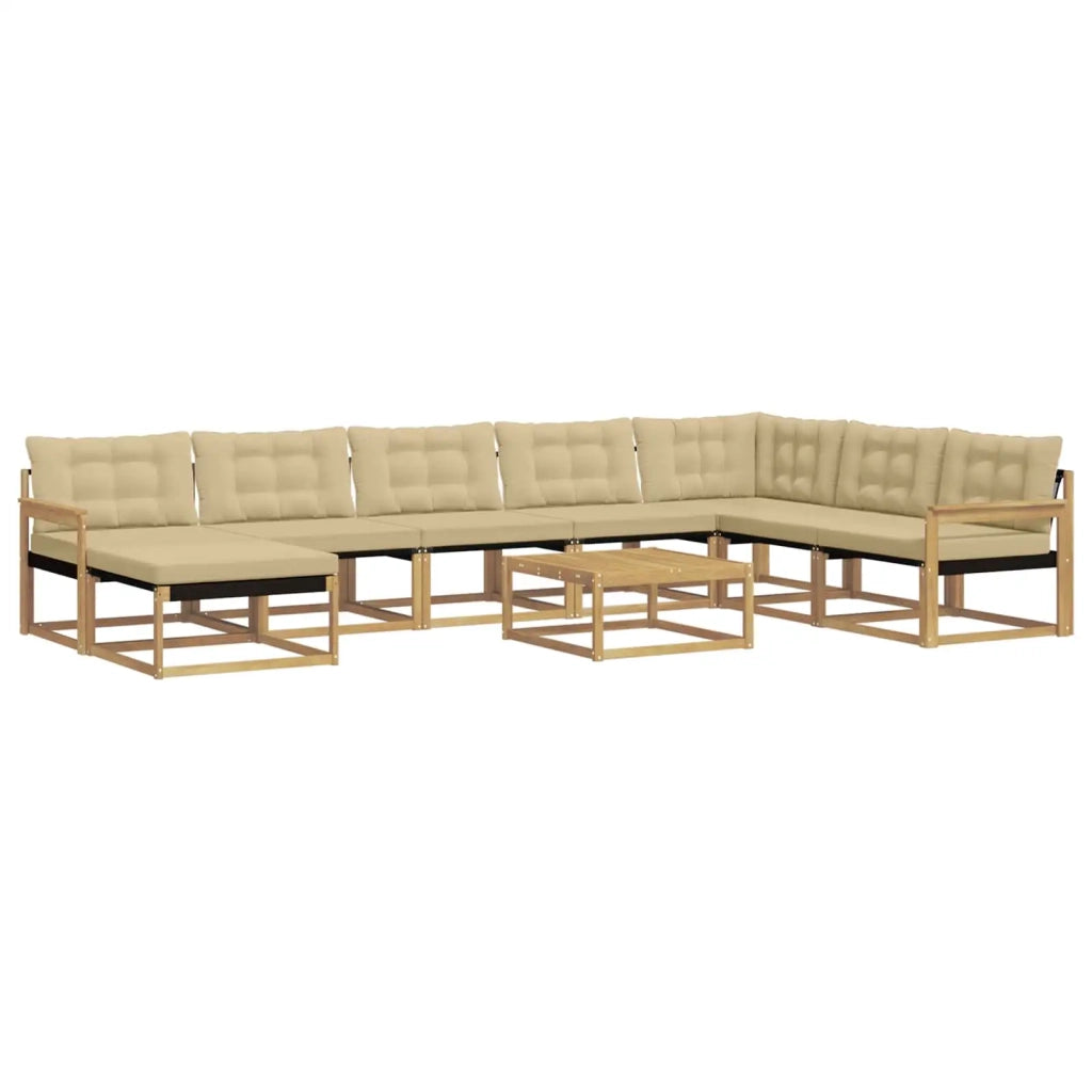 Set di divani da esterno 9 pcs Bianco e Beige