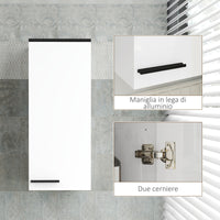 Pensile da Bagno Armadietto a 1 Anta con Ripiani 30x32x73 cm Bianco