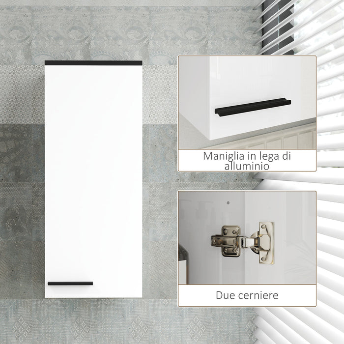 Pensile da Bagno Armadietto a 1 Anta con Ripiani 30x32x73 cm Bianco