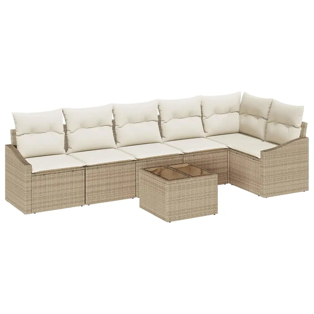 Set di divani con cuscino 7 pcs Beige polyrattan 3346751
