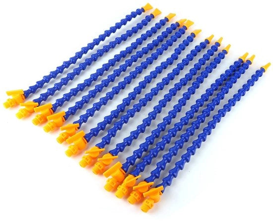 Flessi di liquido refrigerante flessibili - 12 pezzi - Bocchette rotonde/platte - Leggeri in peso - Materiale in plastica - Facili da installare - Per macchine CNC - Tubi di liquido refrigerante