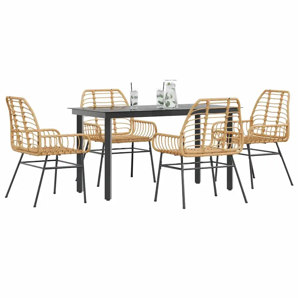 Set da Pranzo da Giardino 5pz Polyrattan Vetro 3334543