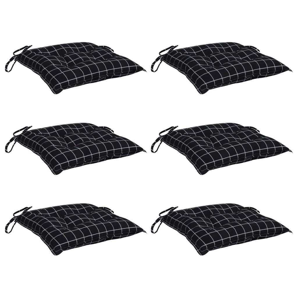 Cuscini per Sedia 6 pz a Quadri Neri 50x50x7 cm Tessuto Oxfordcod mxl 71648