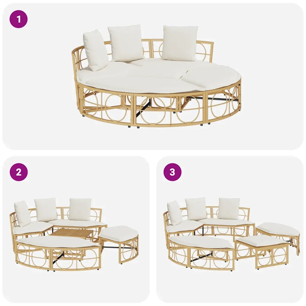 Lettino Prendisole Esterno senza Tetto in Polyrattan