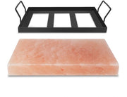 Zoutsteen per BBQ 30×20×3 cm – 1 pezzo con piatto nero per griglia riciclabile per carne pesce verdure