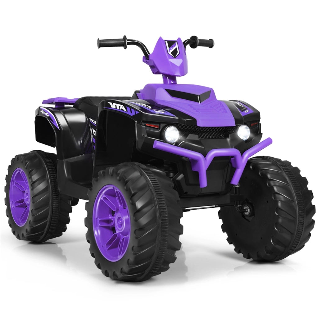 Quad elettrico ATV 12 V per bambini con musica e luci LED, Quad a batteria con sedile comodo 104x67x74cm Viola-Macchinine giocattoli