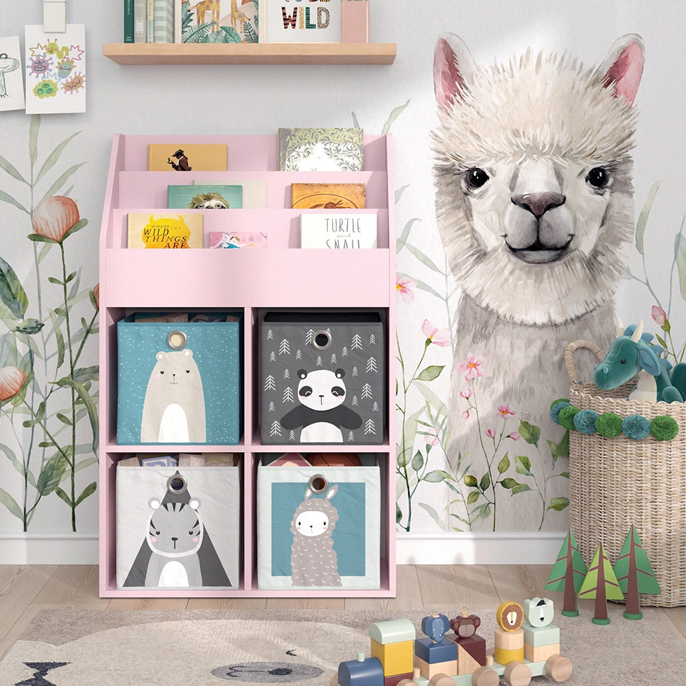 Vicco Libreria bambini rosa 72 x 114.2 cm con 4 scatole pieghevoli
