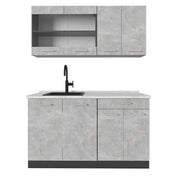 Vicco Cucina monoblocco Calcestruzzo/antracite 140 cm , PL Marmo