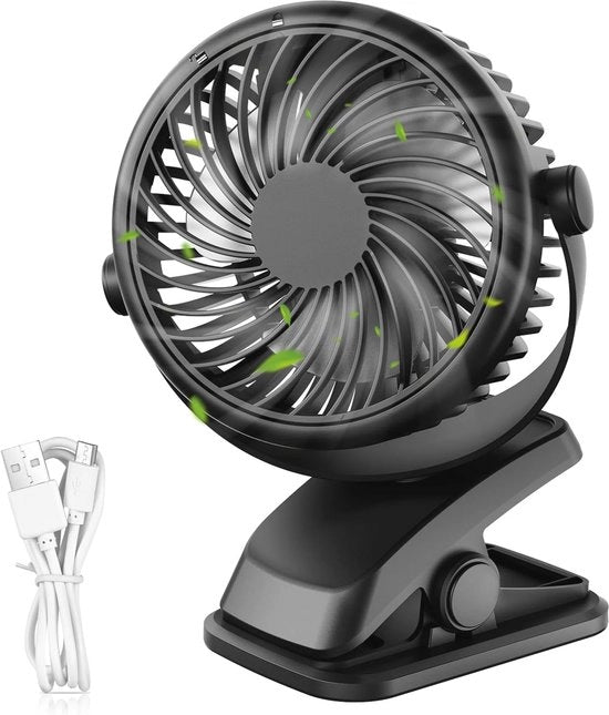Ventilatore da Tavolo Mini-USB con Batteria Ricaricabile e 3 Velocità