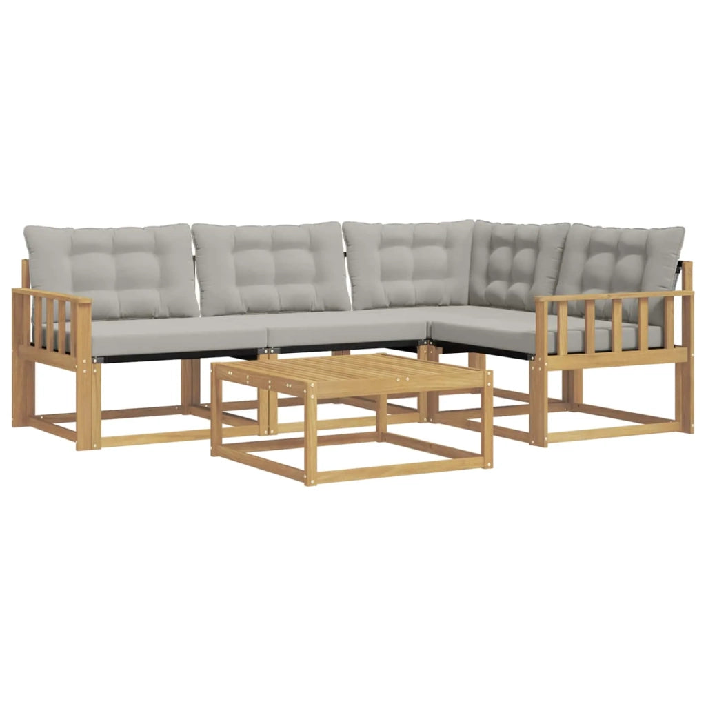 Set di divani da esterno 5 pz Bianco e Grigio Chiaro 3388657