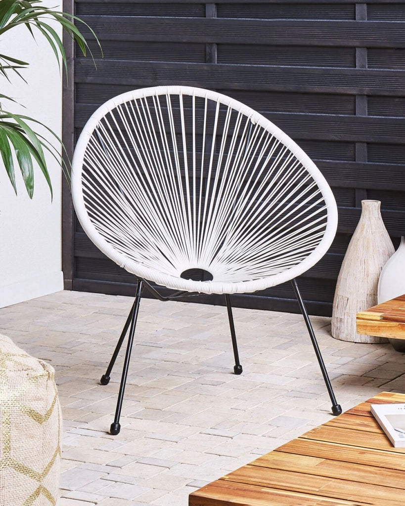 Sedia da Giardino rattan sintetico a Raggi Bianco Resistente Agenti Atmosferici