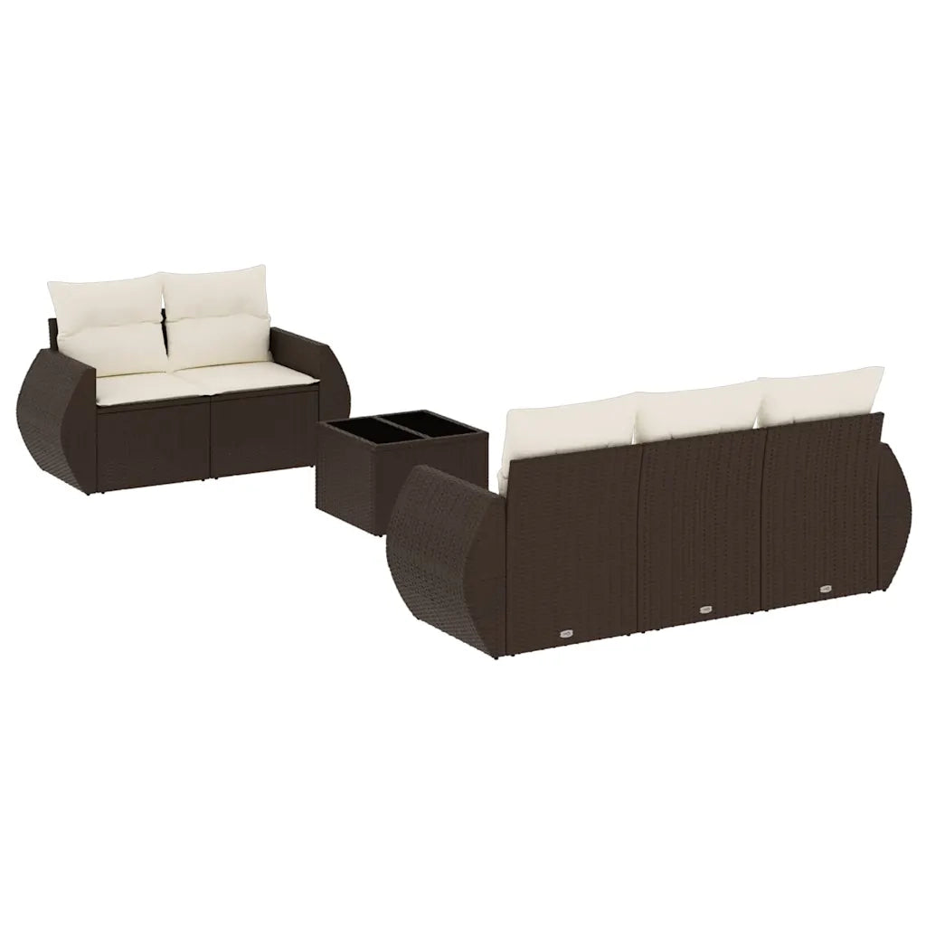 Set Divano da Giardino 6 pz con Cuscini Marrone in Polyrattan 3253440