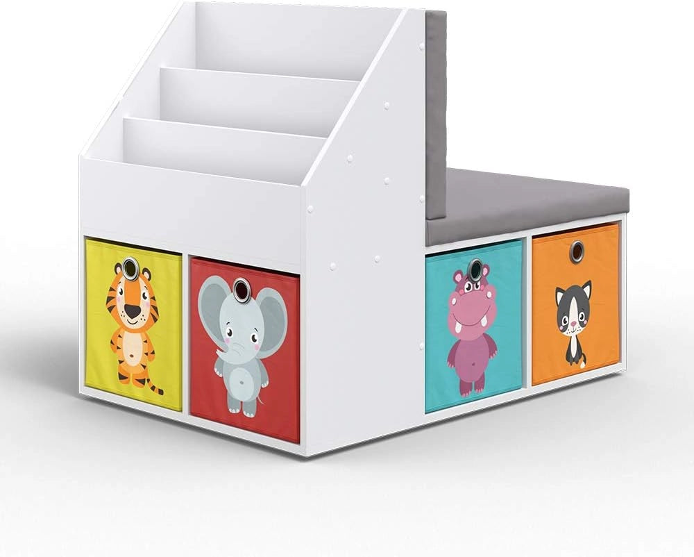 Libreria bambini Onix, Bianco, 97.1 x 78.4 cm, adatto per la conservazione e l'organizzazione dei giocattoli