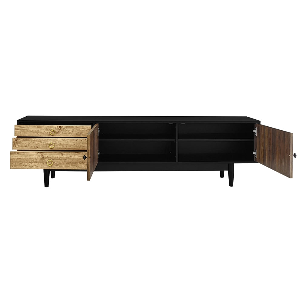 Mobile TV onde - Xylo - 3 cassetti combinazione legno/nero