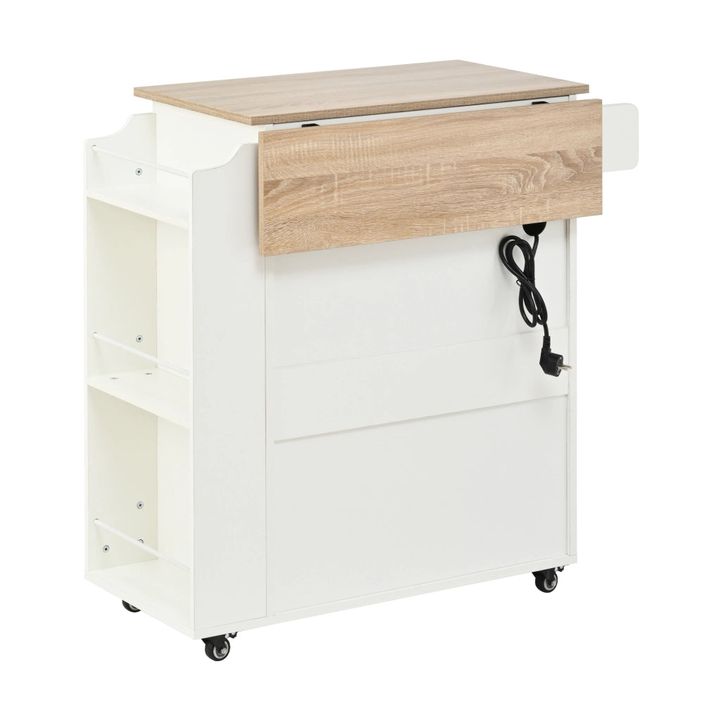 Carrello da Cucina con 1 Cassetto 2 Ante Ripiano Regolabile Piano Pieghevole Portasciugamani con Ruote 66x60x90 cm