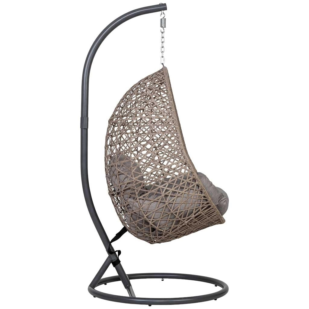 Poltrona sospesa alluminio con cuscino marrone D95x195 cm