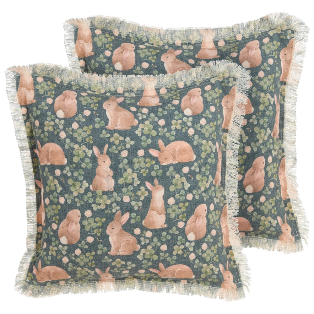 Set di 2 cuscini in cotone con trama animale verde 45 x 45 cm soggiorno salotto divano