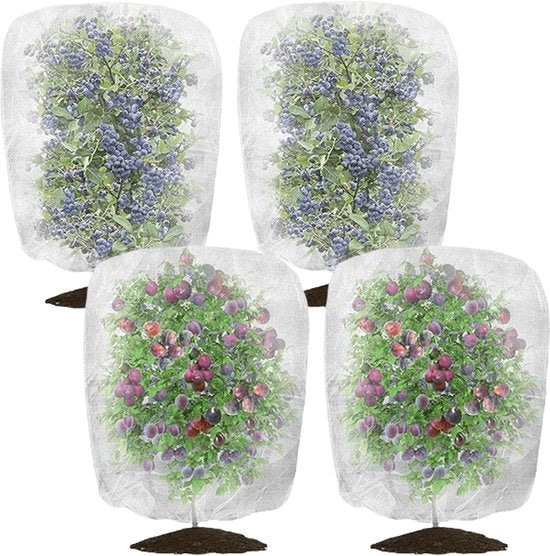 Rete di Protezione per Piante - Rete per Insetti - Rete per Giardino - Tessuto Fine con Cinturino - Pacchetto da 4 - 1 x 1,5 m - Rete per Piante - Rete per Insetti - Rete per Fiori per Piante - Vegetali - Fiori
