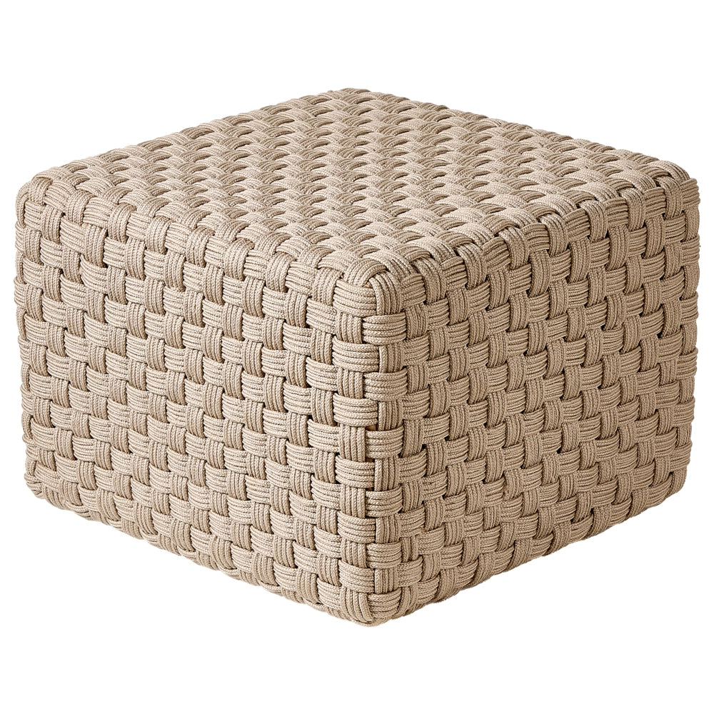 Pouf da giardino tortora in materiale sintetico 50 x 50 cm Pouf da esterno intrecciato a mano in stile boho