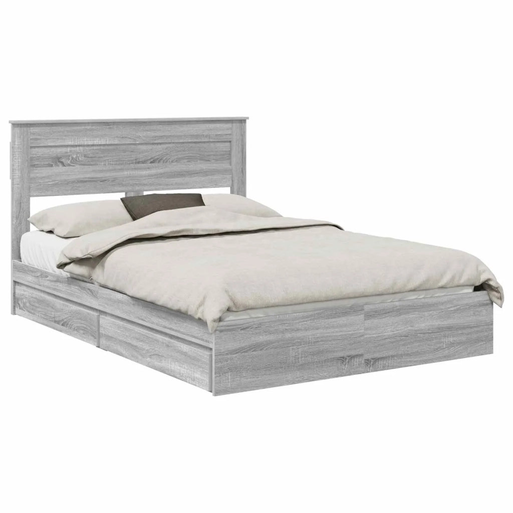 Letto con Contenitore con testiera Grigio Sonoma 160 x 200 cm