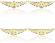 Penna da volo in oro con spilla a forma di elica - 4 pezzi - accessorio di costume - progettata per l'industria aeronautica - carnevale - 2x7cm - spilla