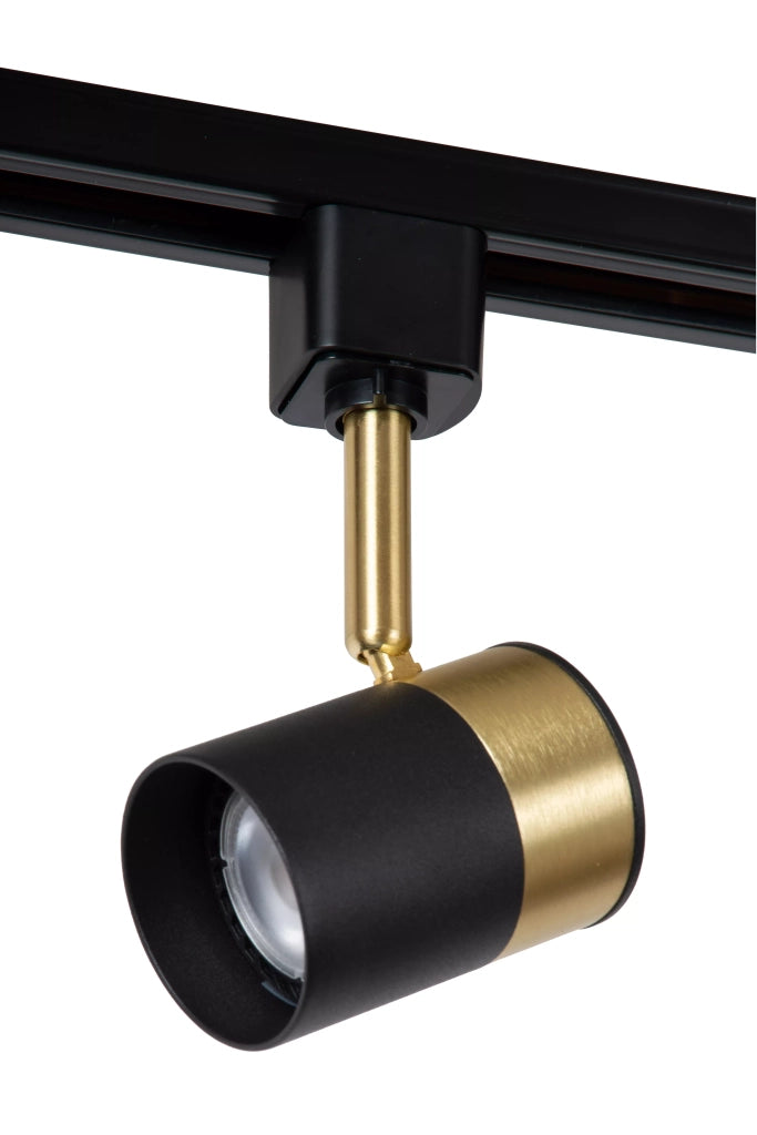 Faretto su binario orientabile nero-oro GU10 Lucide