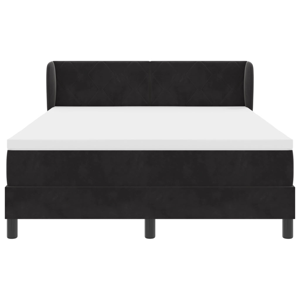 Letto Box Spring con Materasso nero 140x200 cm in Velluto