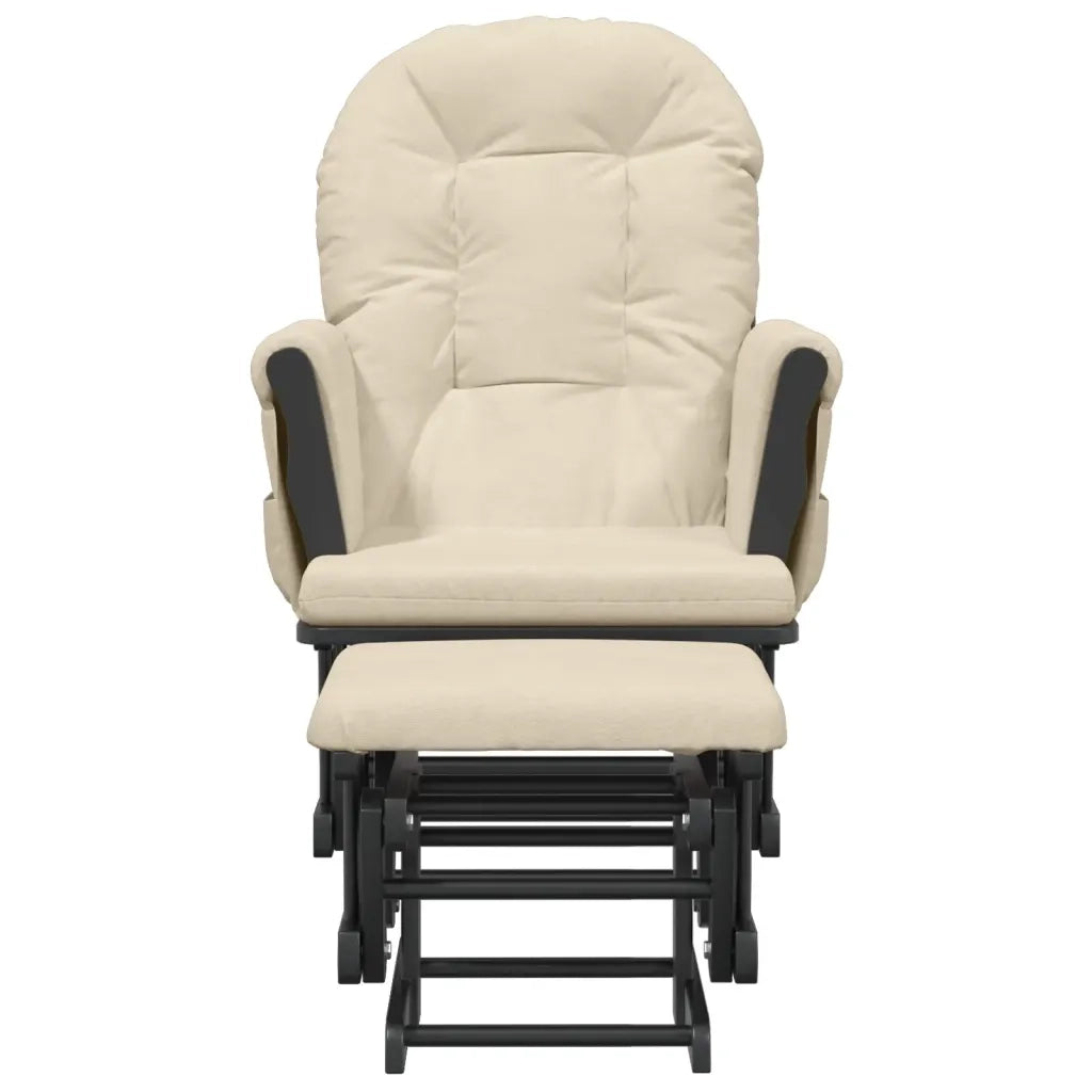 Poltrona Glider con Sgabello Bianco Crema in Tessuto