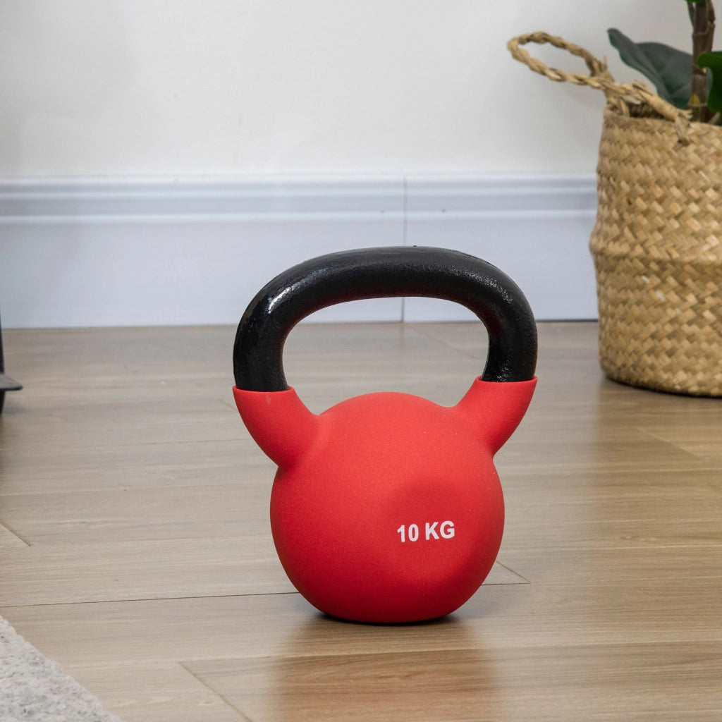 Kettlebell 10 kg ¨C zephmum ¨C metallo rosso e nero 19x12x22 cm