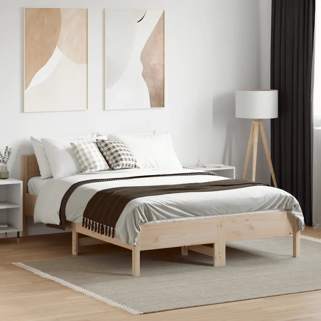 Letto senza Materasso 135x190 cm in Legno Massello di Pino 842606
