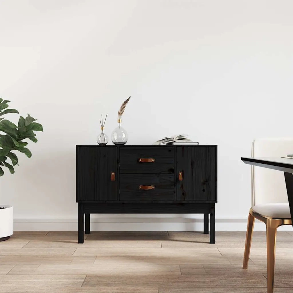 Credenza | Madia | Buffet da pranzo | Armadio da pranzo Nera 110x40x78 cm in Legno Massello di Pino