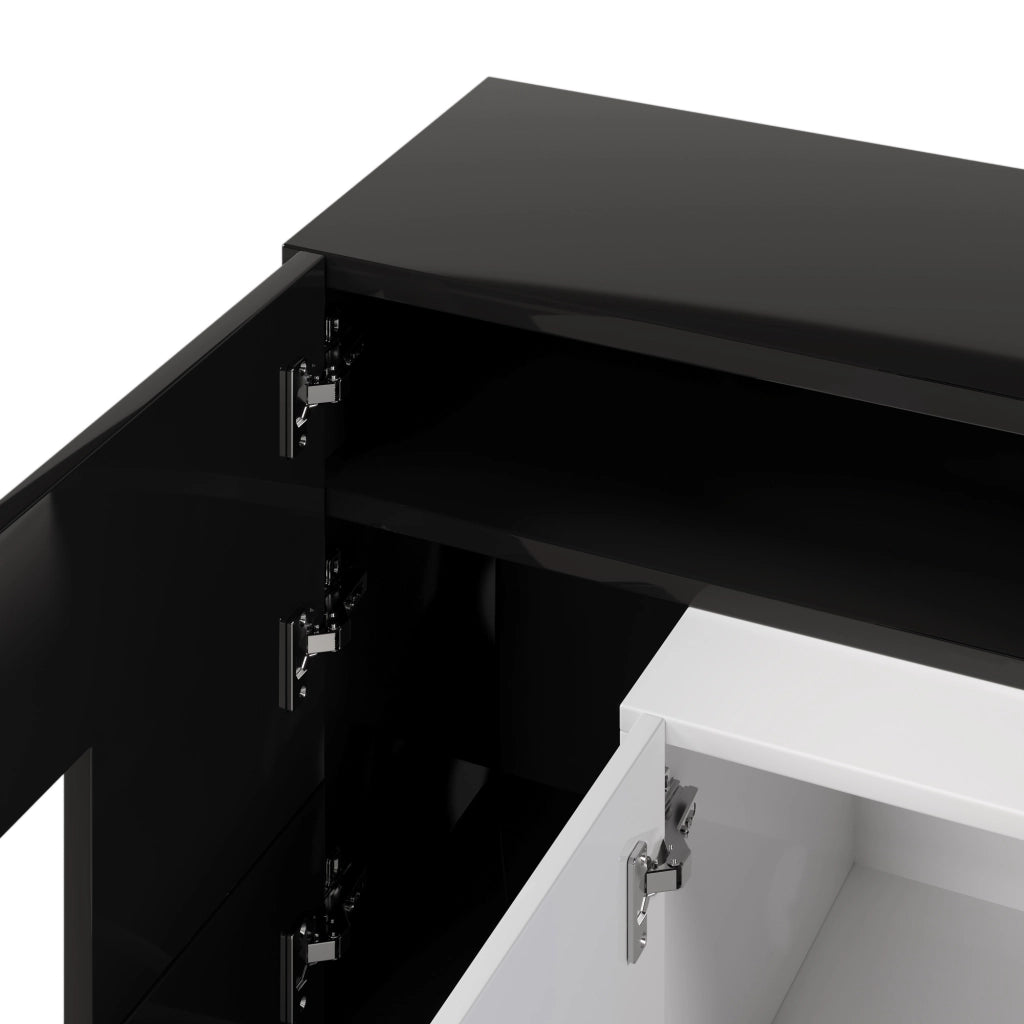 OKWISH Mobile TV con 4 Ante, 2 Cassetti e 3 Vani, LED, Finitura Lucida, per Soggiorno, MDF, 200 x 35 x 60 cm