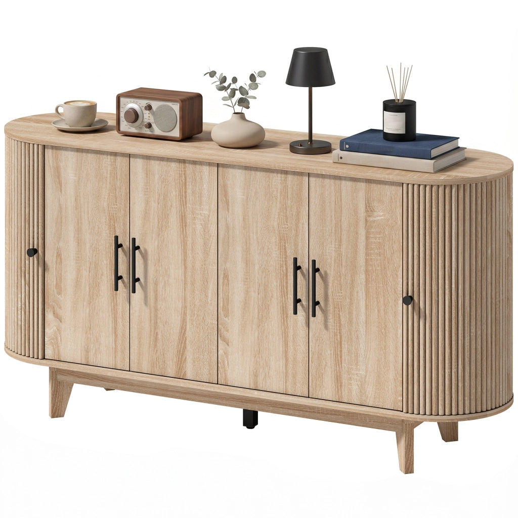 Credenza ovale con 4 ante e 2 ripiani regolabili ¨C Xylo ¨C 147x40x76 cm, quercia