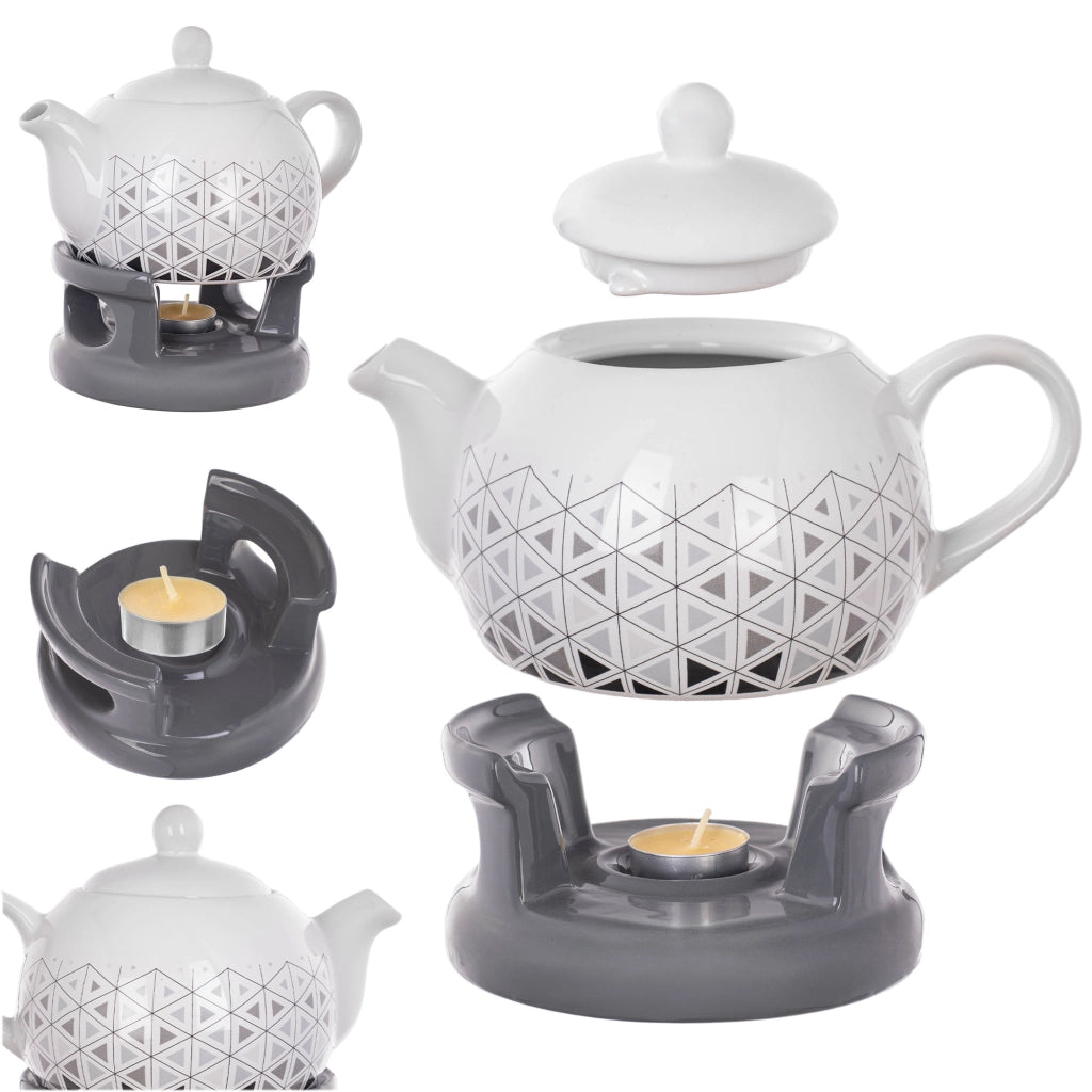 Teiera KADAX con scaldavivande, 1 litro, in ceramica, ideale come regalo.