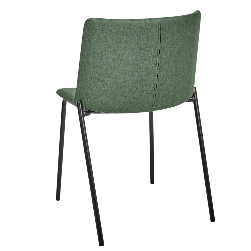 Set di 2 eleganti sedie da pranzo imbottite in tessuto poliestere verde con gambe in metallo Esbon