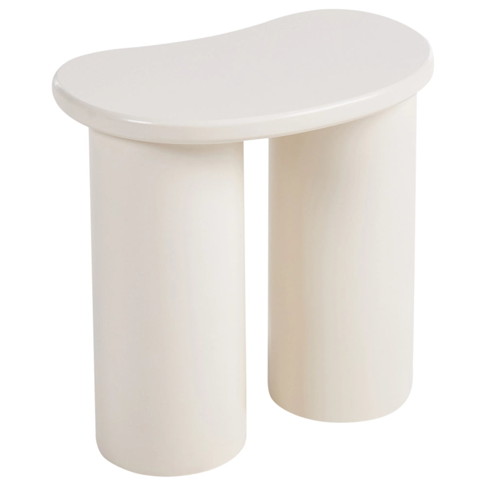 Tavolino a forma di rene con doppia base Design scandinavo tradizionale MDF bianco