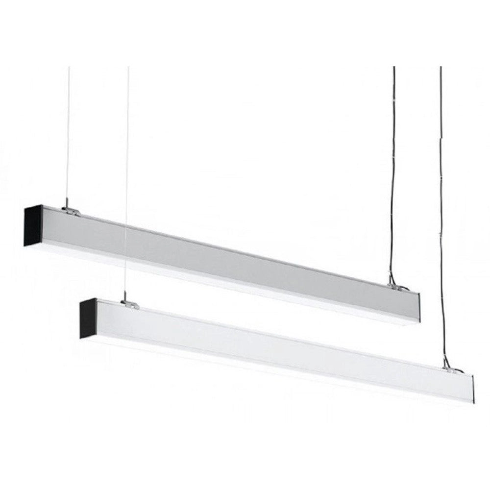 Trade Shop - Plafoniera 40w 120cm Con Cavi Sospensione Alluminio Silver Illuminazione Luce 6500k 00640 -