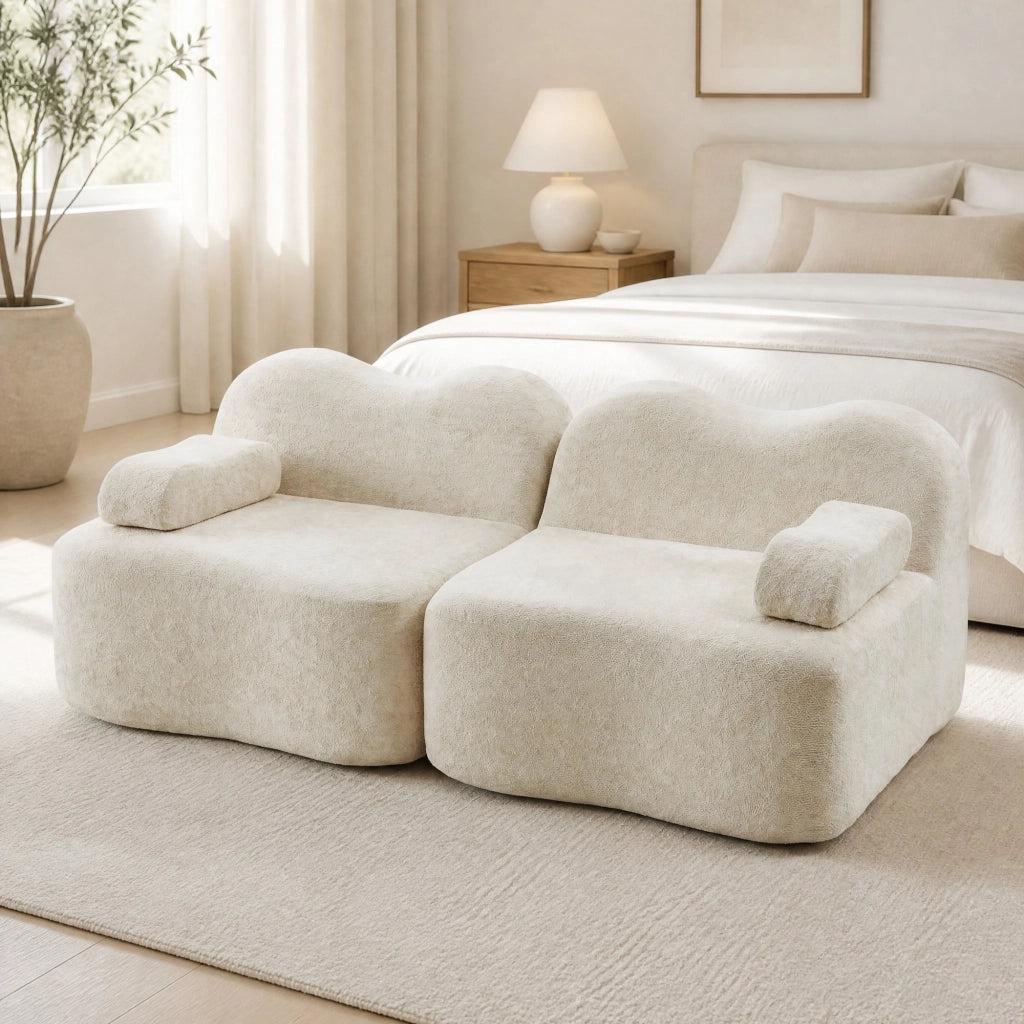 Divano modulare senza struttura in velluto beige
