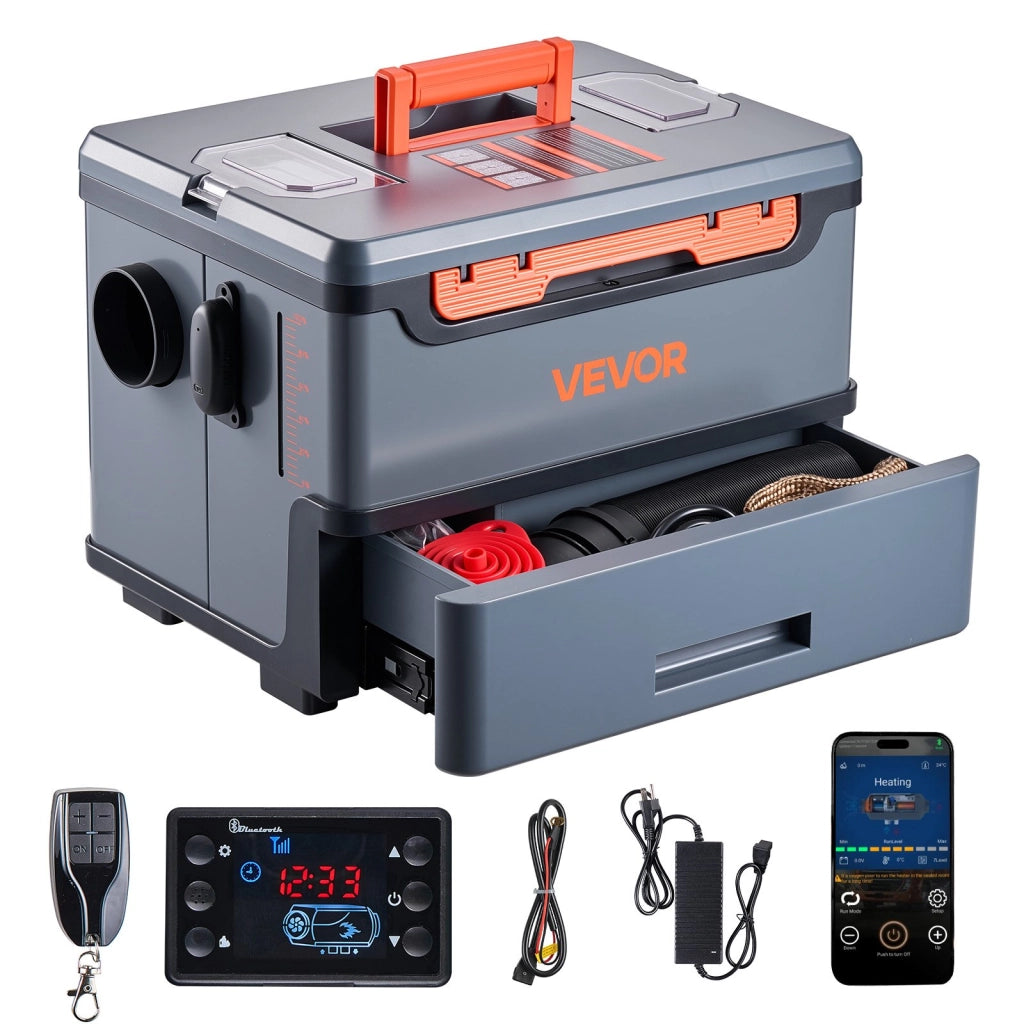 Riscaldatore Diesel 8 kW DC 12V 24V Portatile con Controllo App Bluetooth e Display LCD Serbatoio 5L per Auto e Fai da Te
