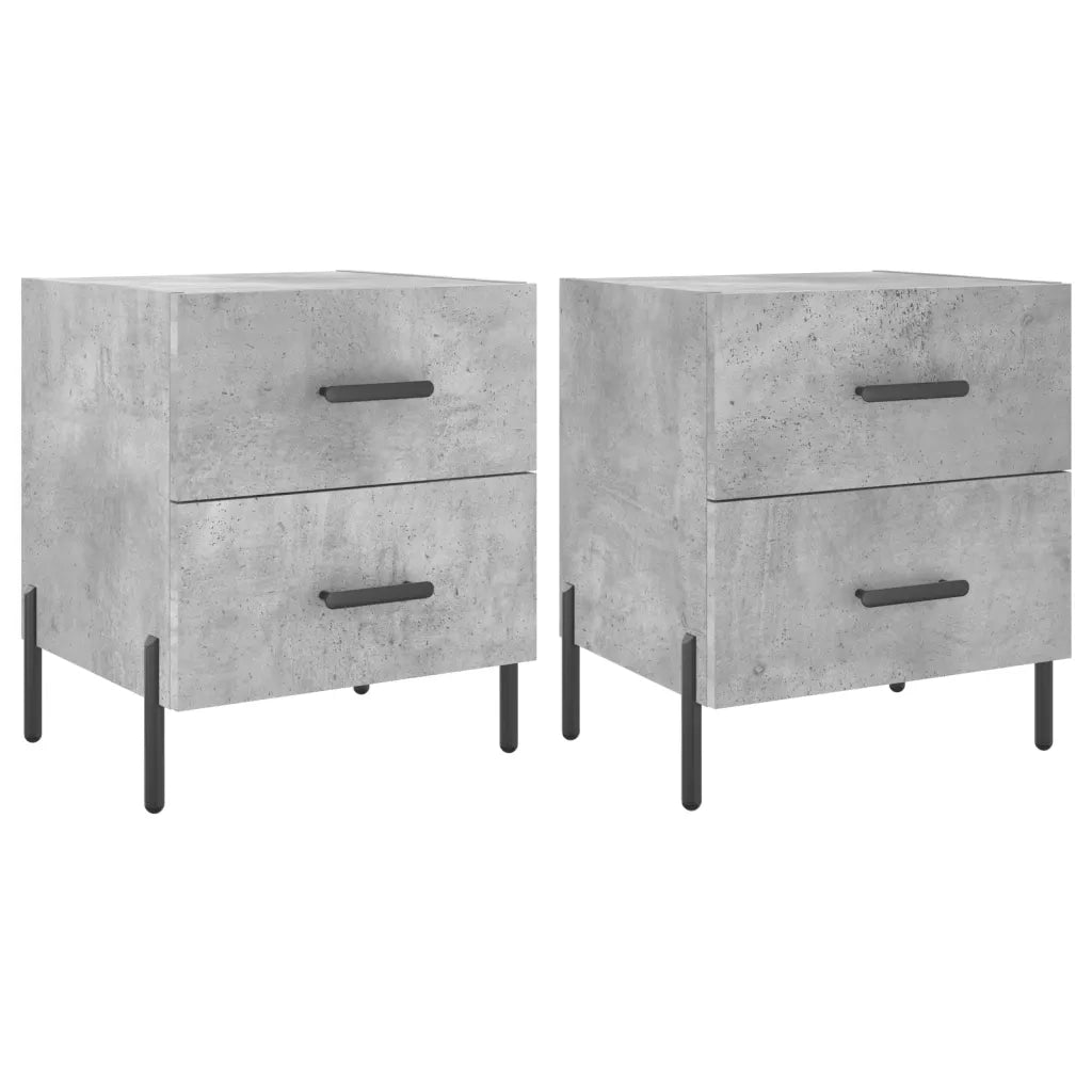 Comodini 2 pz Grigio Cemento 40x35x47,5 cm in Legno Multistratocod mxl 103674