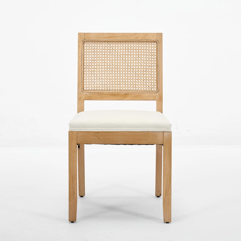 Sedie da Pranzo in Rattan e Legno ¨C Xylo ¨C Set 2 Pezzi, Seduta Imbottita, Beige