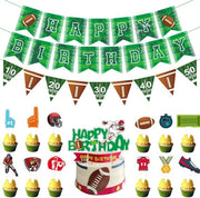 Decorazione di compleanno 29 pezzi - Slinga per compleanni - Decorazione di festa - Tema di rugby - Palloncini verdi - Ideale per feste - Decorazione di festa