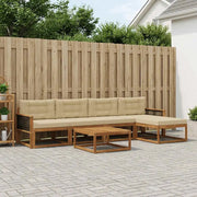 Set di divani da esterno con cuscino 6 pcs Naturale e Beige 3382506