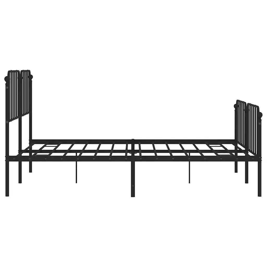 Giroletto con Testiera e Pediera Metallo Nero 193x203 cm 373911