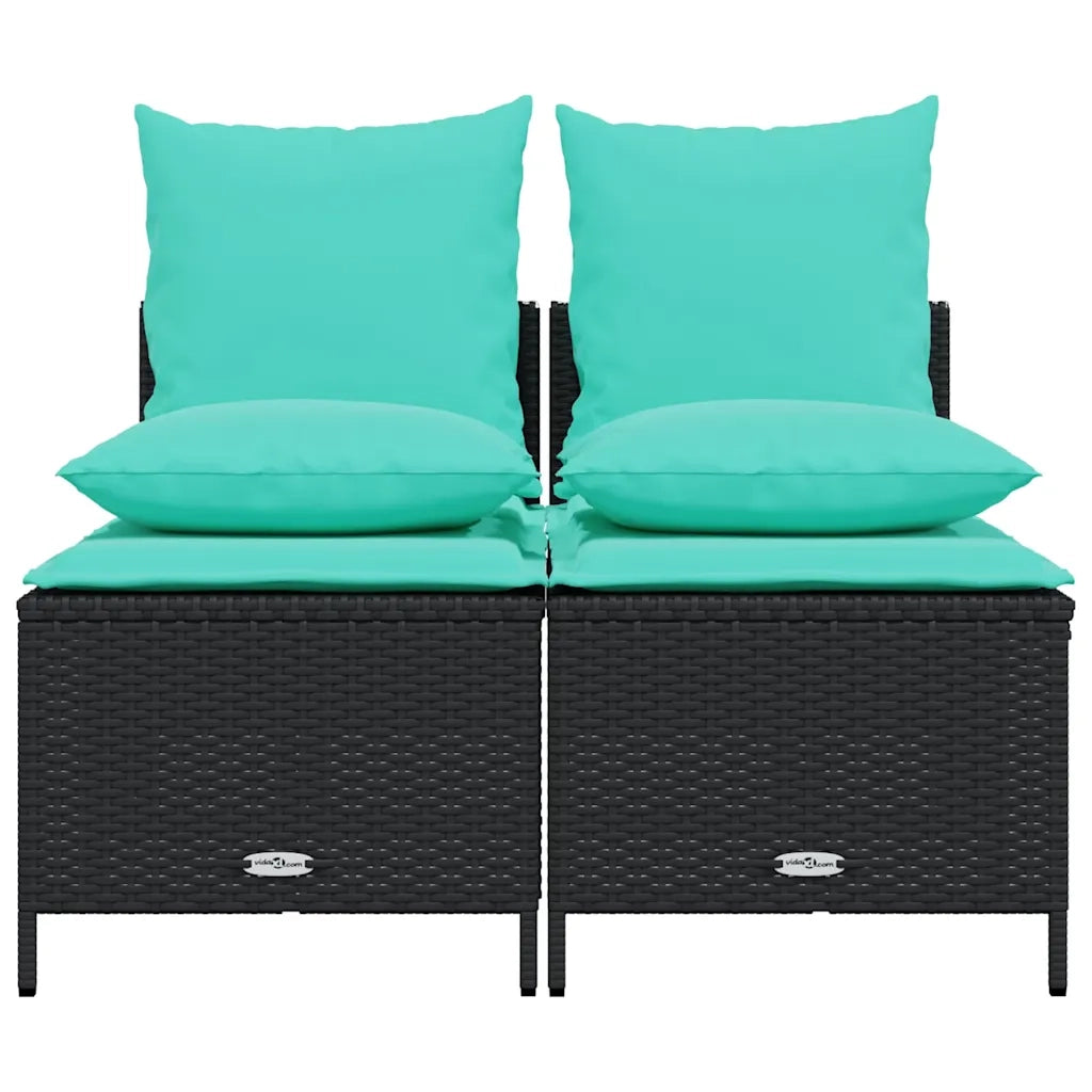 Set Divani da Giardino 4 pz con Cuscini Nero in Polyrattan 368388