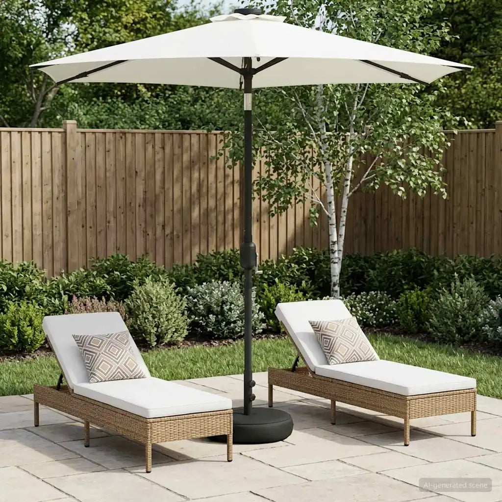 Ombrellone da giardino-Parasol da giardino con luci LED e base 230 x 230 cm Poliestere 857790