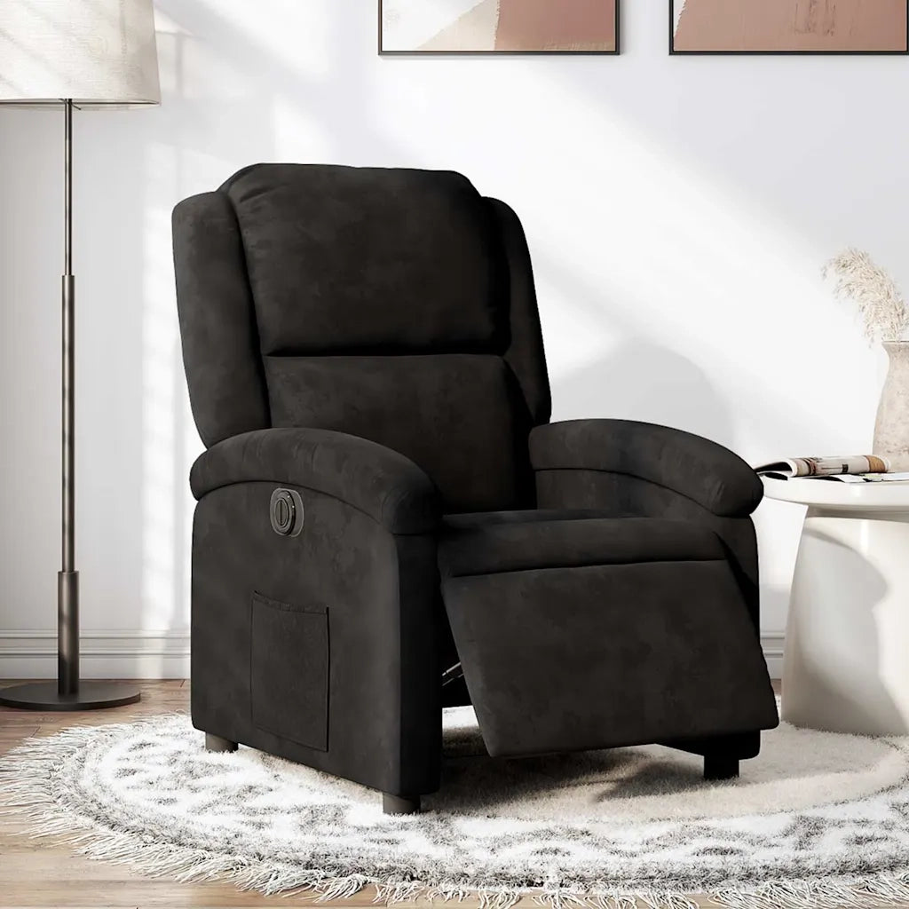 Poltrona | Sedia Relax Elettrica Reclinabile Nera in Tessuto