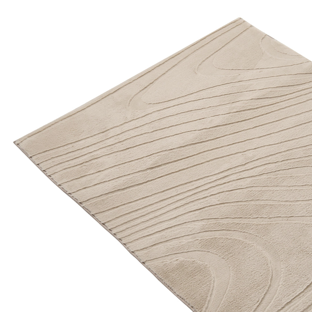 Tappeto da corridoio in pelliccia sintetica di coniglio, beige, in poliestere, 80 x 300 cm, morbido, a pelo lungo, motivo geometrico