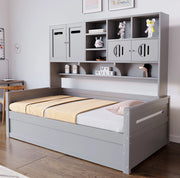 Letto multifunzione 90x200 cm con contenitore idraulico in legno grigio